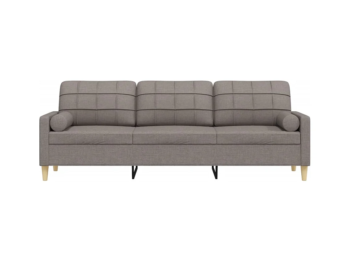 Sofá de 3 plazas con cojines decorativos tela color topo 210 cm