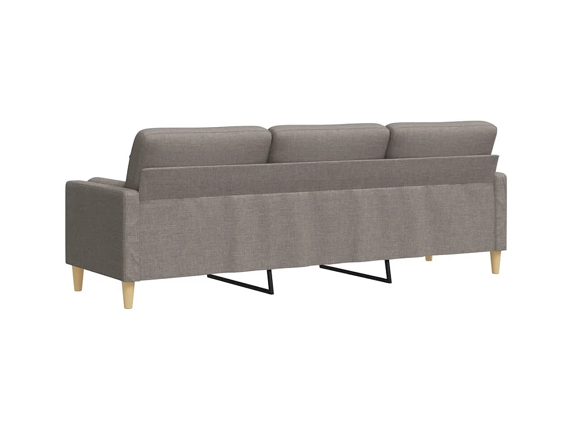 Sofá de 3 plazas con cojines decorativos tela color topo 210 cm