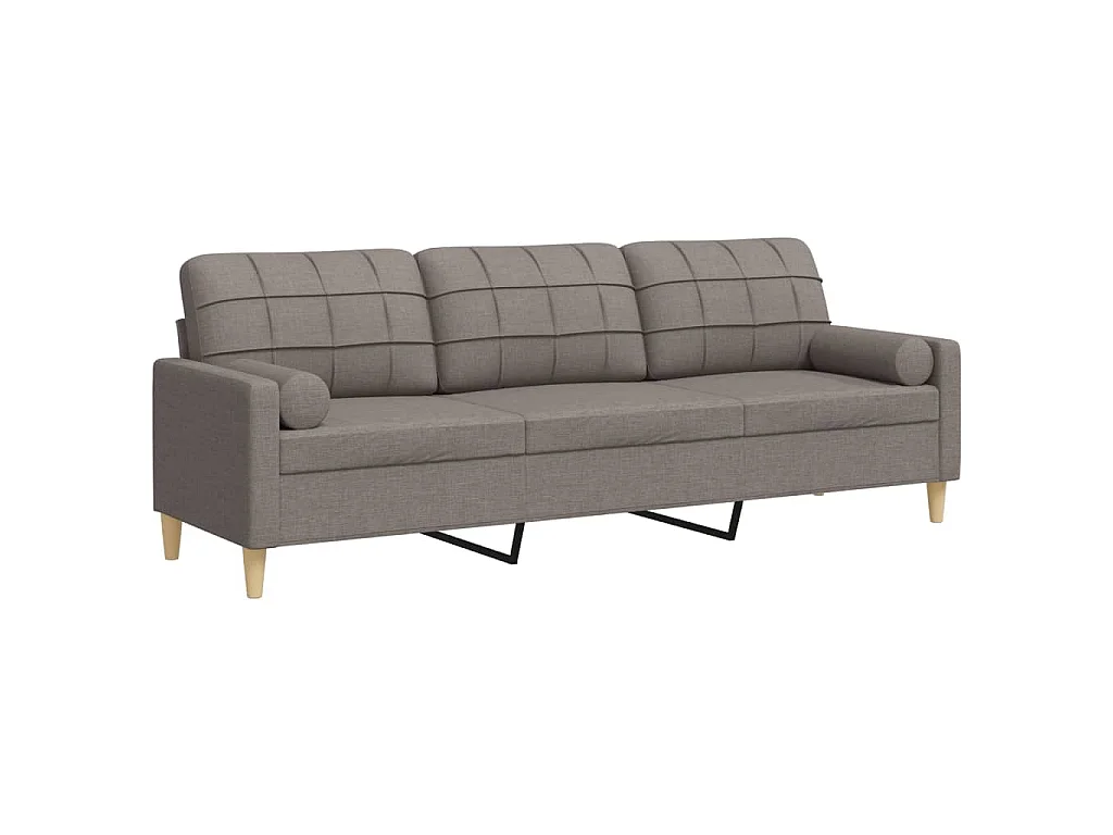 3-Sitzer-Sofa mit Dekokissen taupe 210 cm Stoff