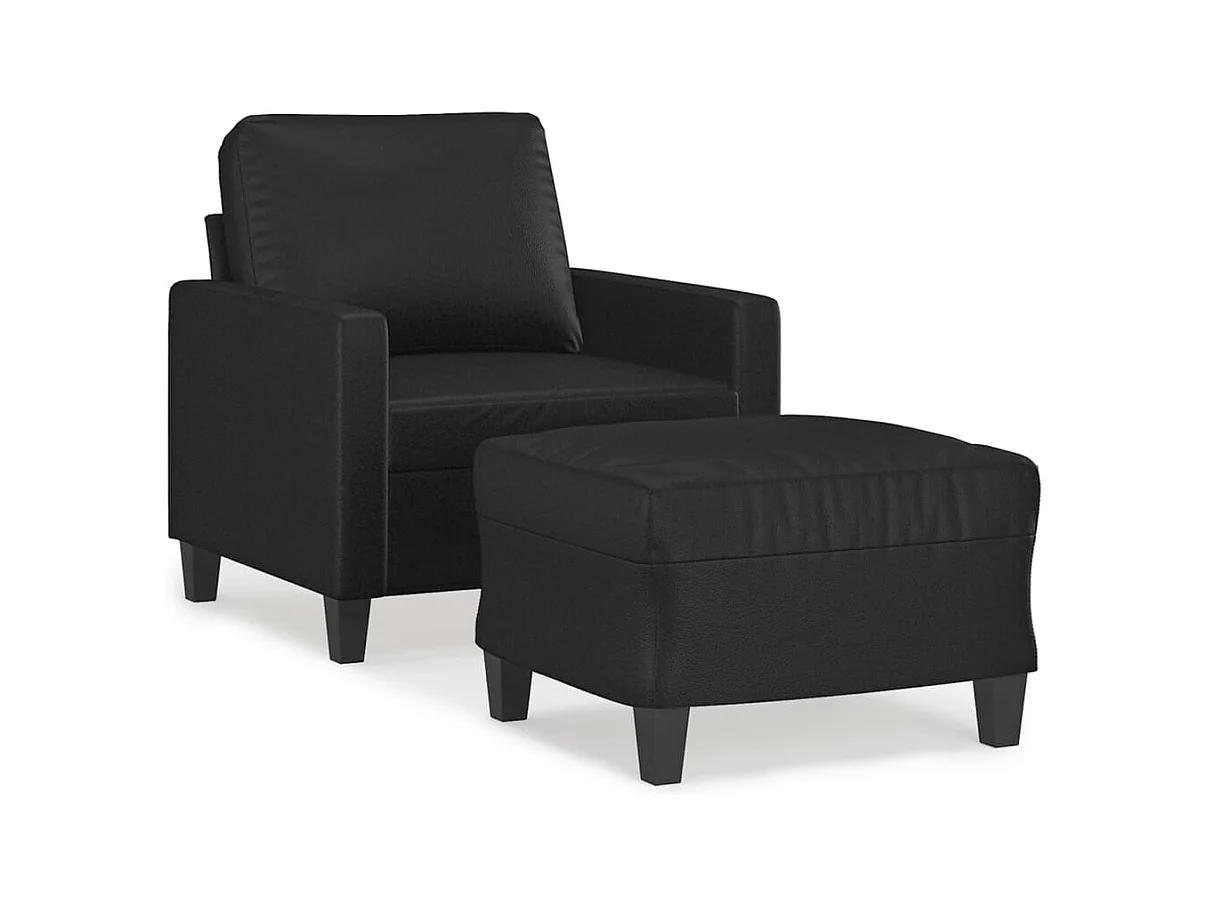 Sillón con reposapiés Negro 60 cm Piel sintética