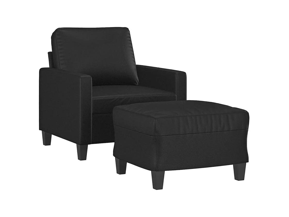 Sillón con reposapiés Negro 60 cm Piel sintética