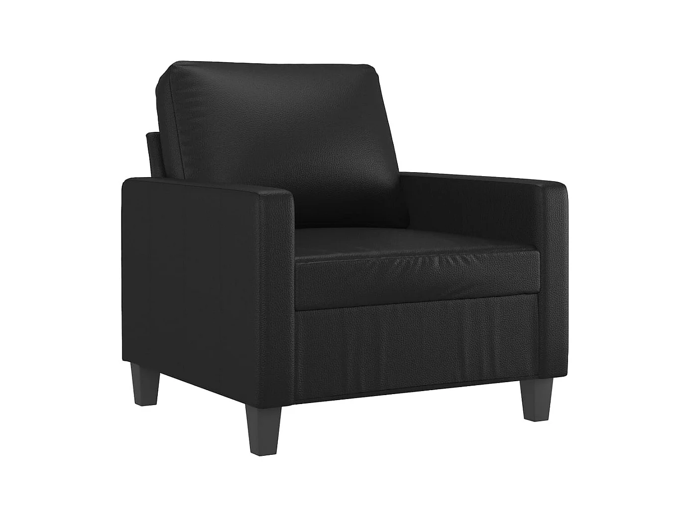 Sillón con reposapiés Negro 60 cm Piel sintética