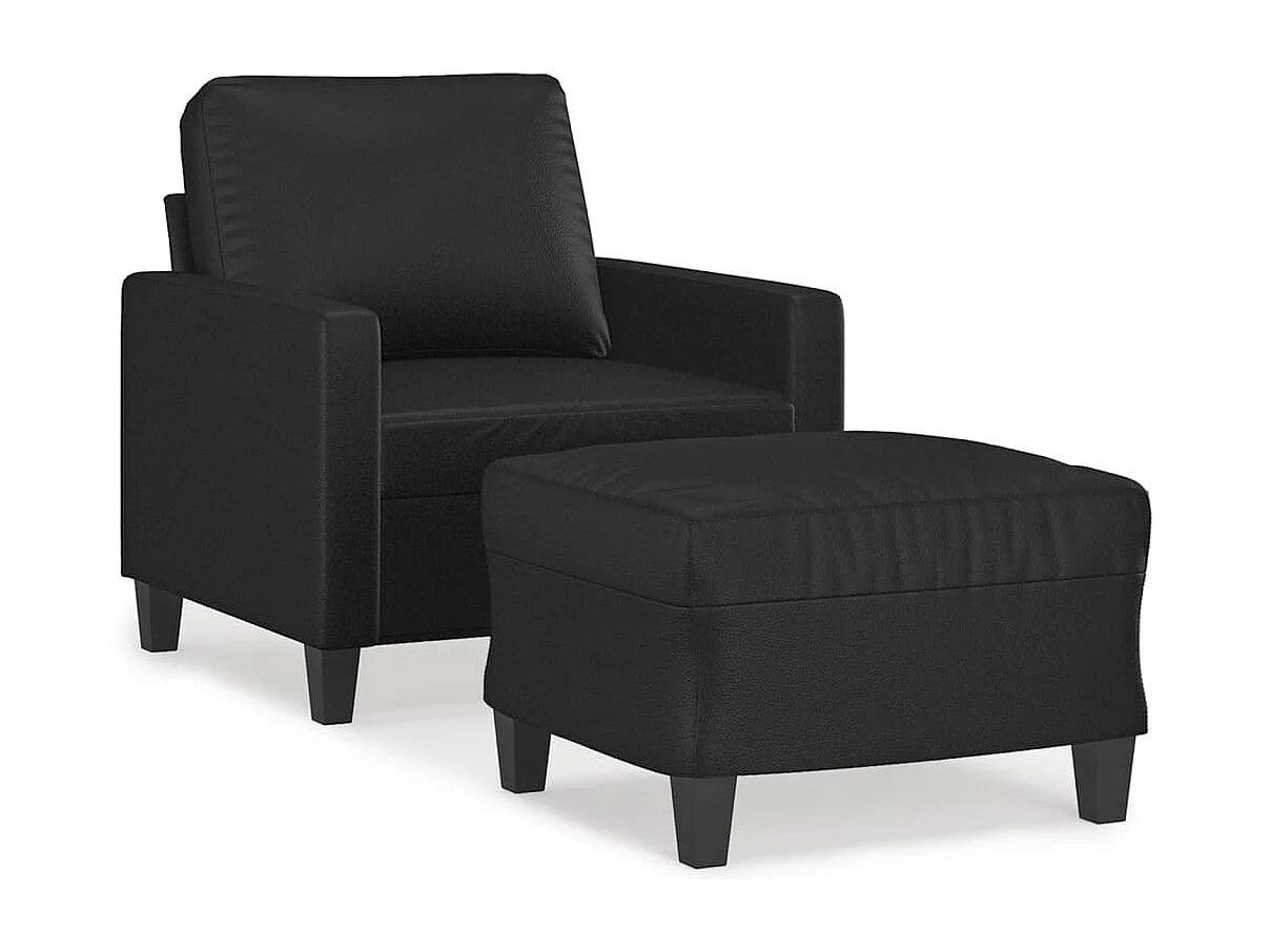 Sillón con reposapiés Negro 60 cm Piel sintética