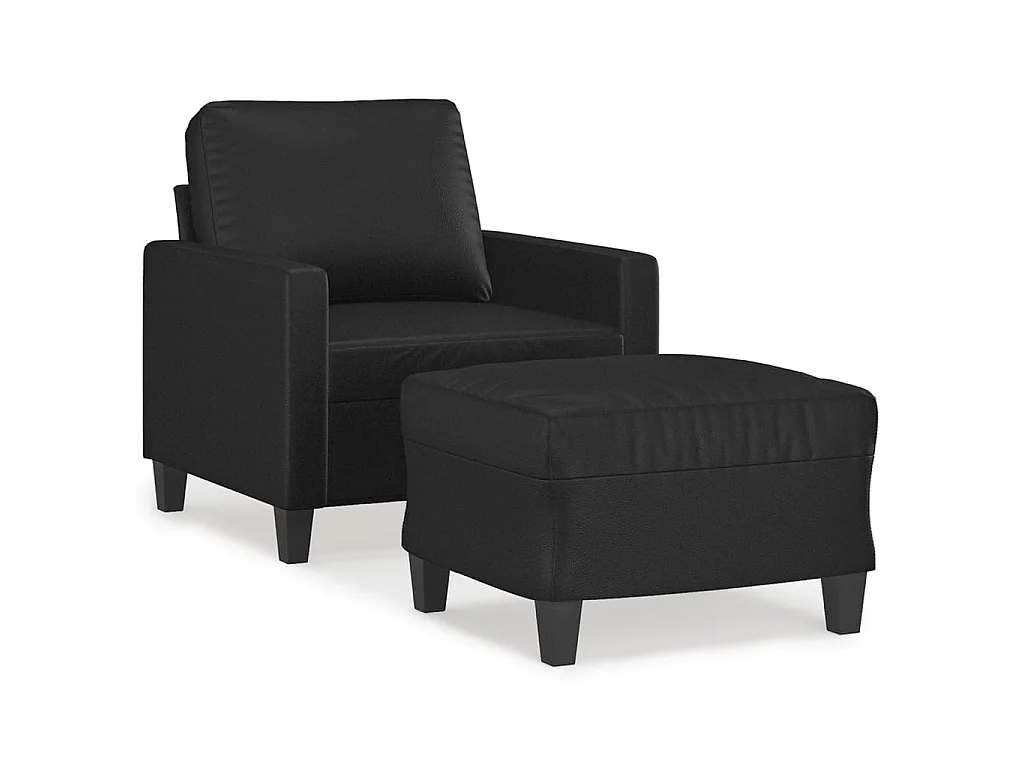 Fauteuil avec repose-pied Noir 60 cm Similicuir
