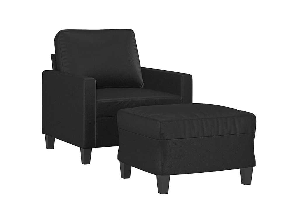 Fauteuil avec repose-pied Noir 60 cm Similicuir