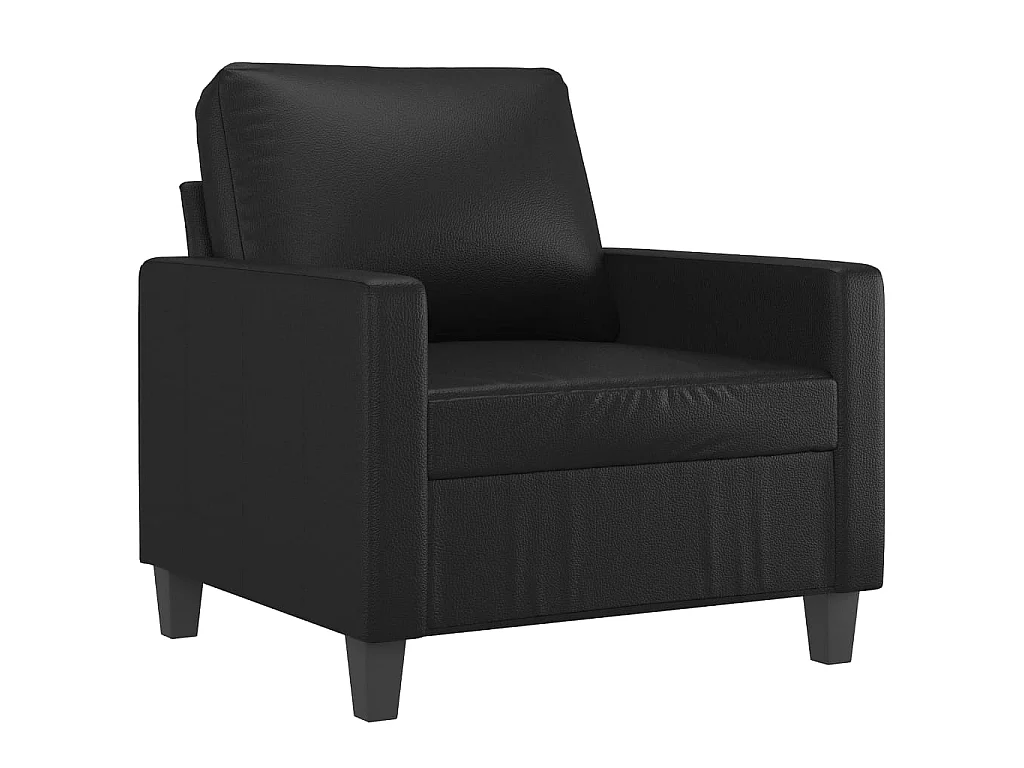 Fauteuil avec repose-pied Noir 60 cm Similicuir