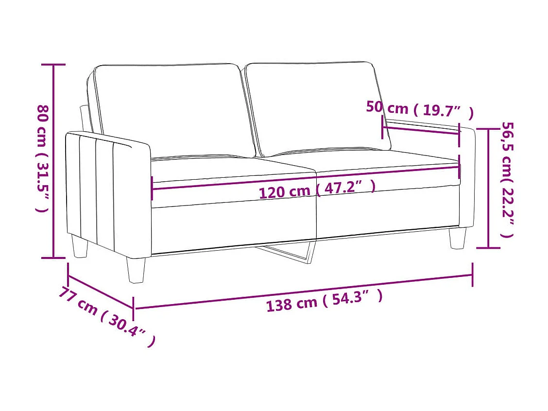 2-zitsbank Zwart 120 cm Fluweel