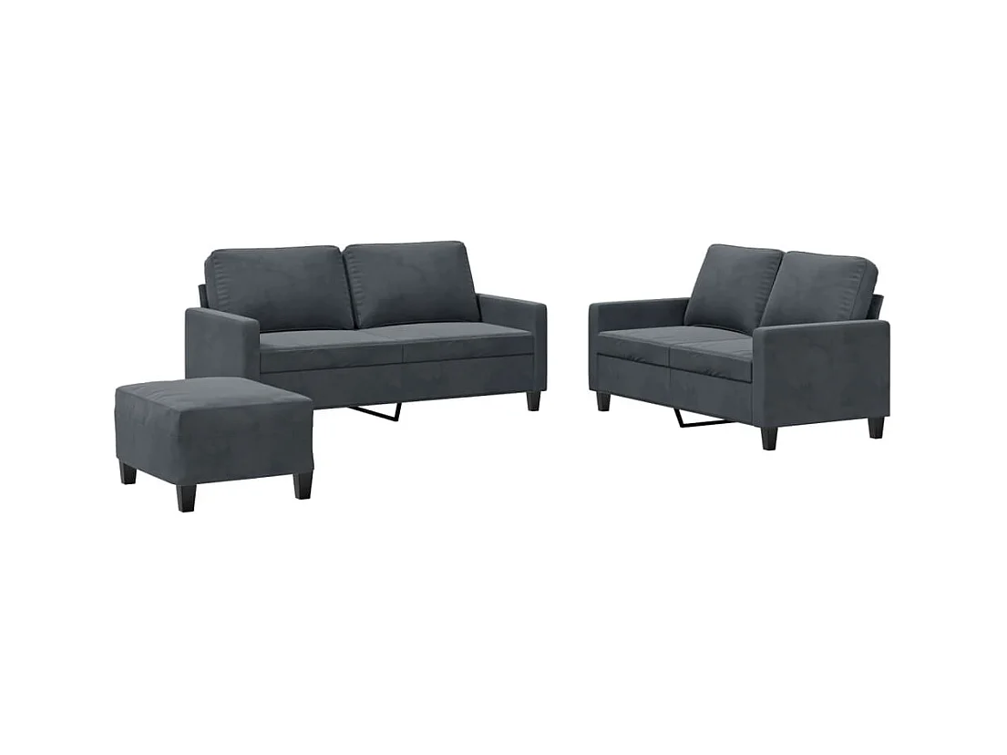 Conjunto de sofá de 3 piezas con cojines Terciopelo Gris Oscuro