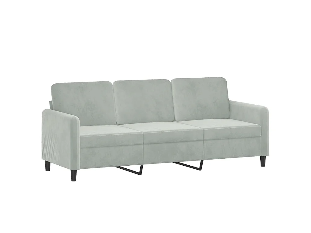 Divano 3 posti con poggiapiedi Grigio chiaro 180 cm Velluto