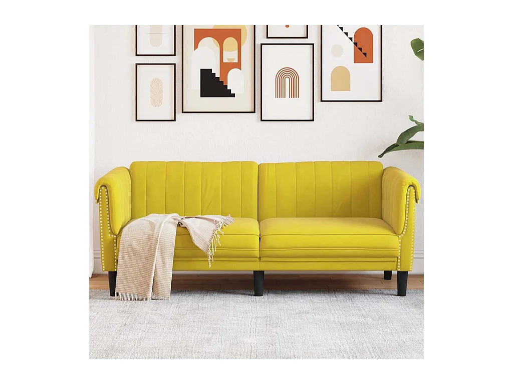 Sofá de 2 plazas de terciopelo amarillo