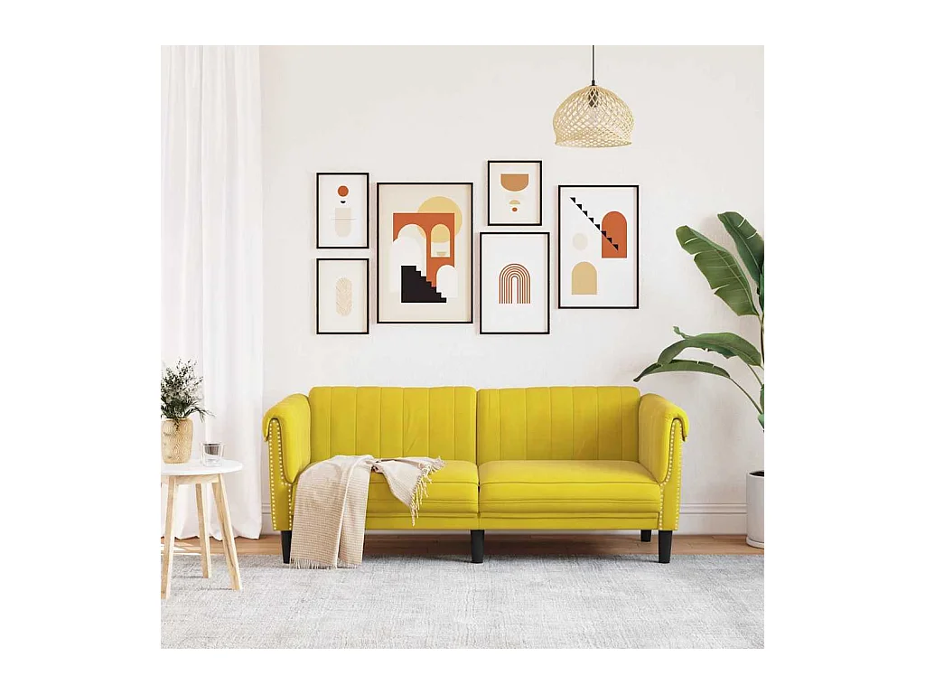 Sofá de 2 plazas de terciopelo amarillo