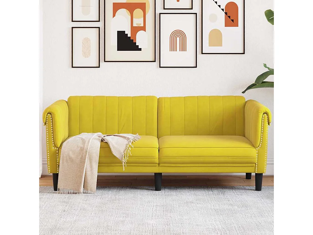 Gele fluwelen 2-zitsbank