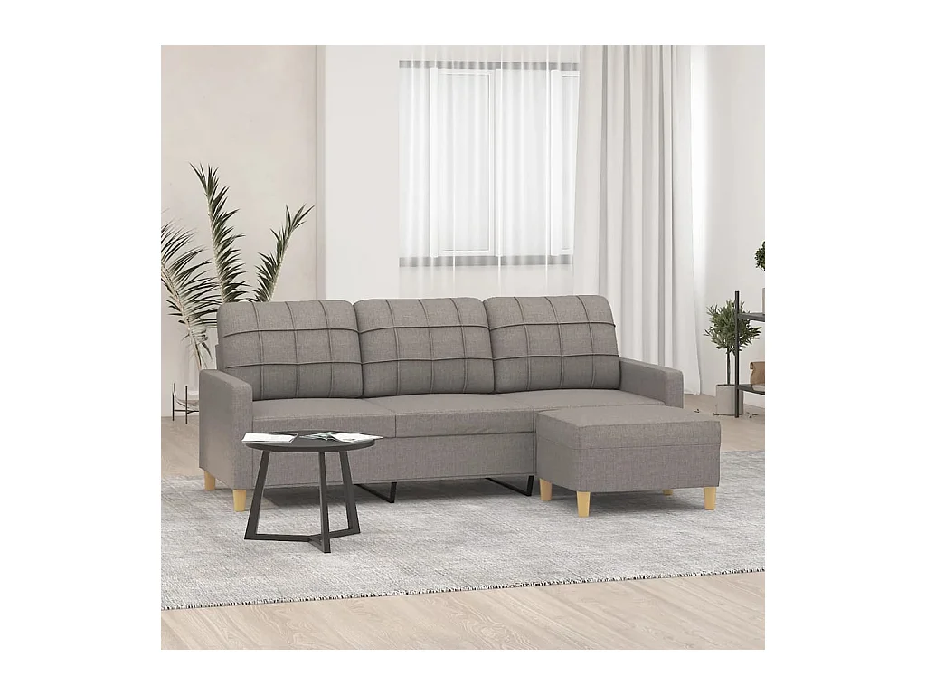 Sofá 3 plazas con reposapiés Taupe 180 cm Tela