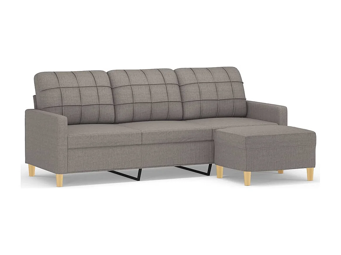 Sofá 3 plazas con reposapiés Taupe 180 cm Tela