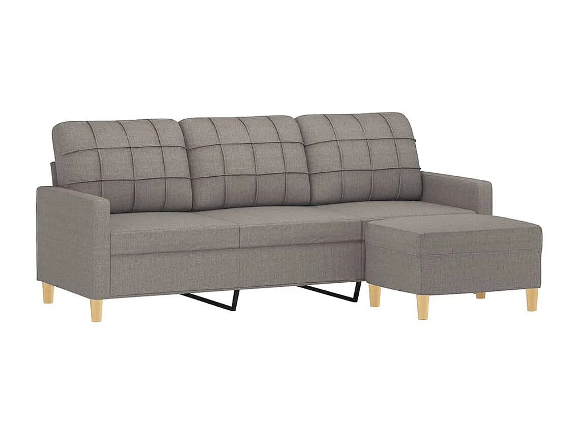 Sofá 3 plazas con reposapiés Taupe 180 cm Tela