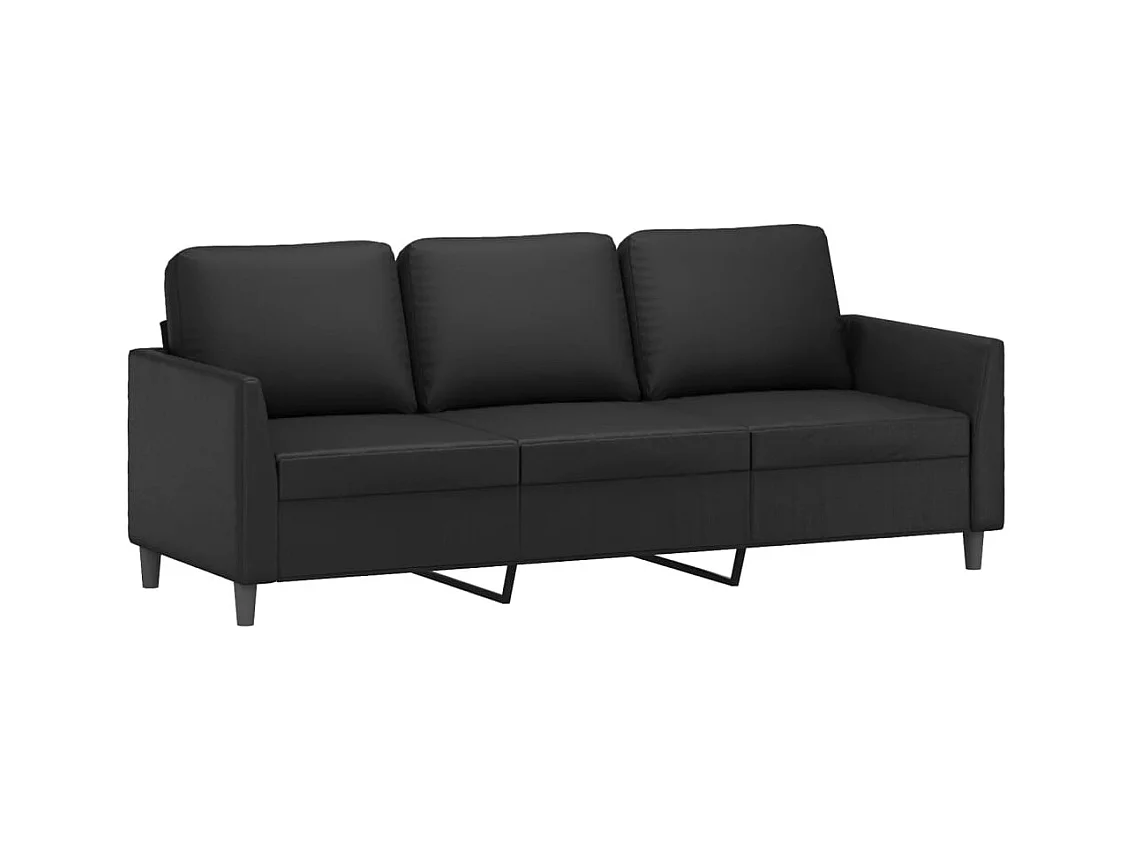 Divano 3 posti con poggiapiedi Nero 180 cm Similpelle