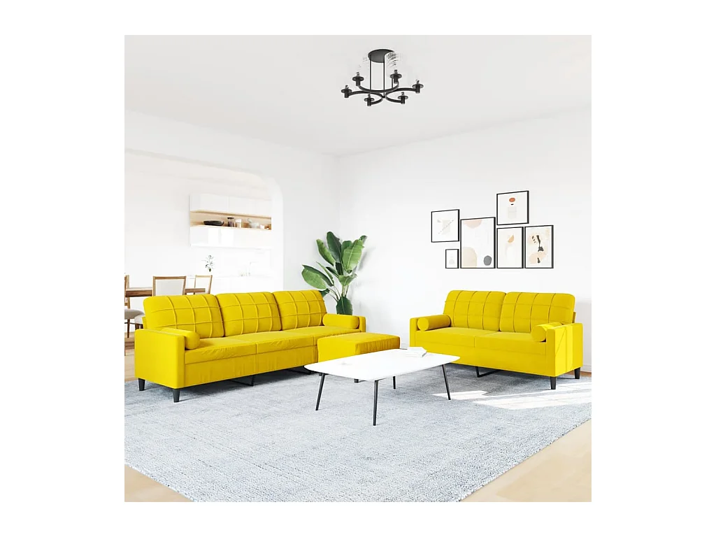 3-delige bankstel met fluwelen kussens en kussens