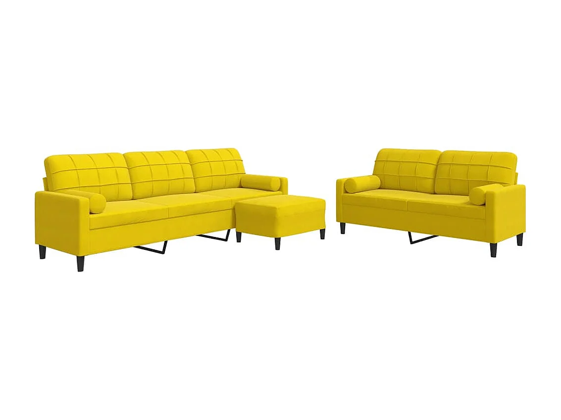 Conjunto de sofá de 3 piezas con cojines y almohadones de terciopelo