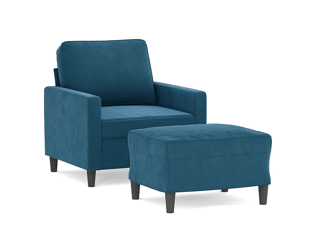 Poltrona con poggiapiedi Blu 60 cm Velluto