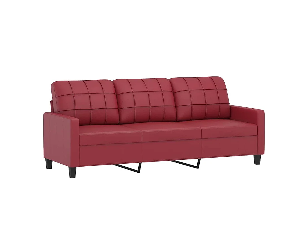 2-teiliges Sofaset mit Kissen Burgunderrot Kunstleder