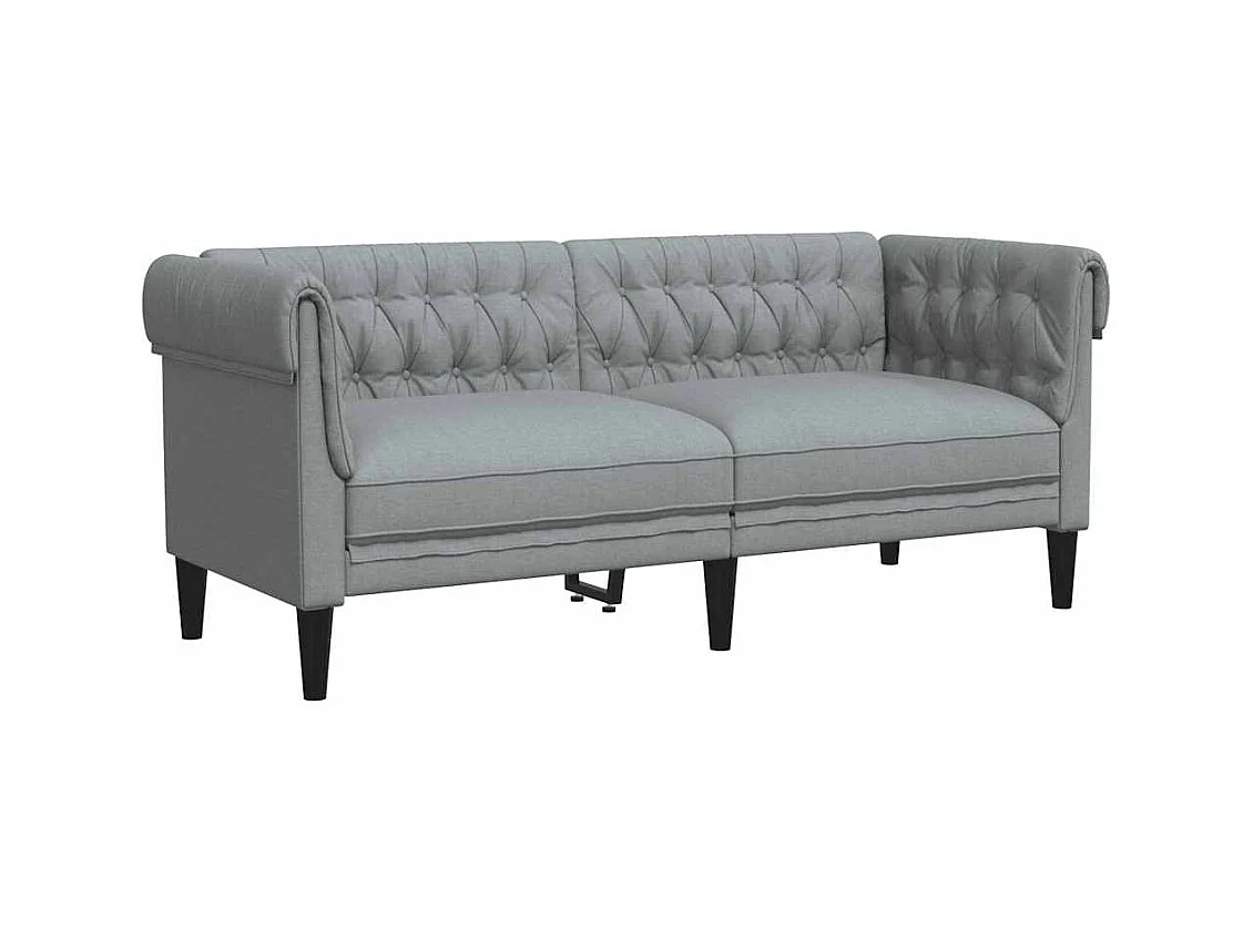 Chesterfield 2-zitsbank in lichtgrijze stof