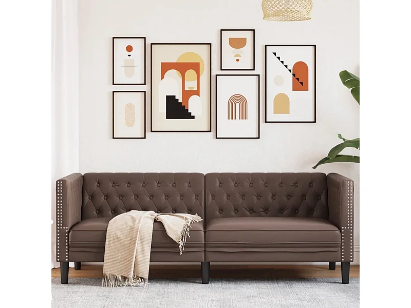 Canapé à 3 places Chesterfield marron similicuir