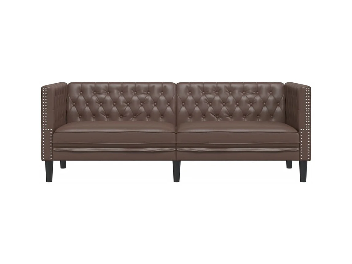 Divano Chesterfield a 3 posti in similpelle marrone