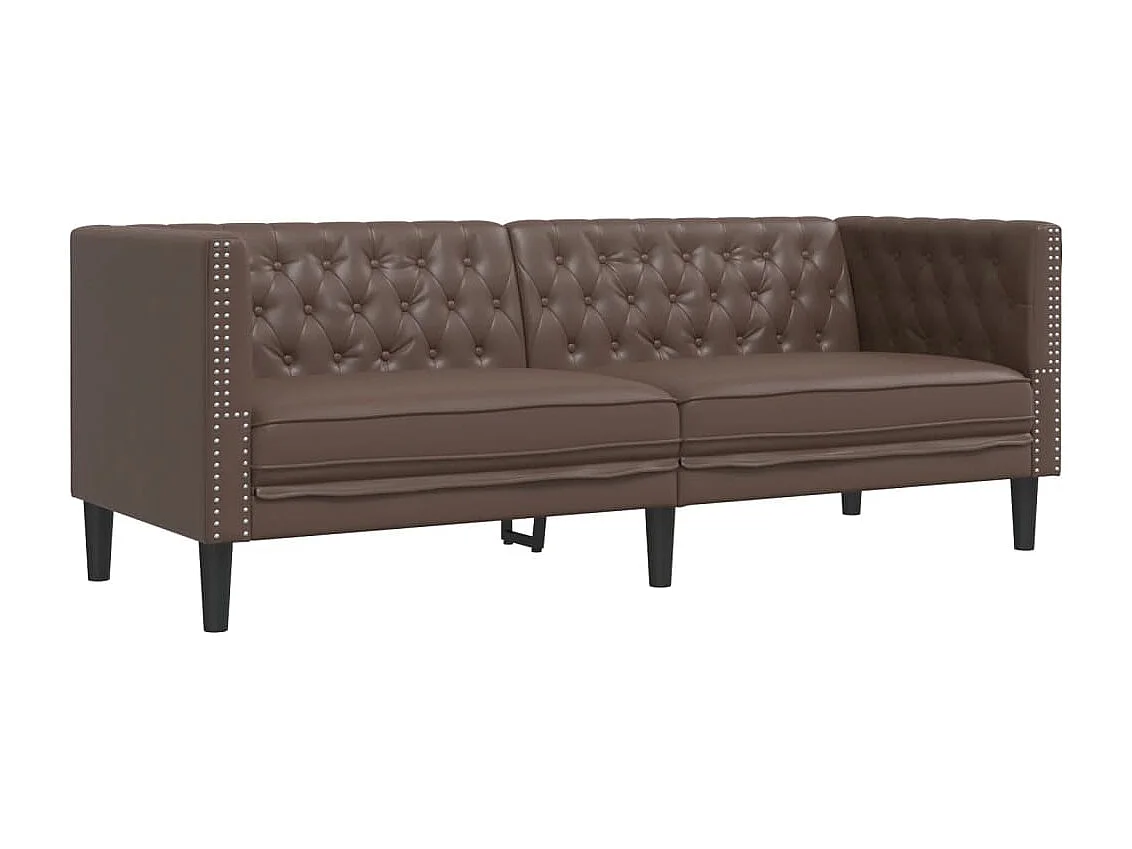 Canapé à 3 places Chesterfield marron similicuir