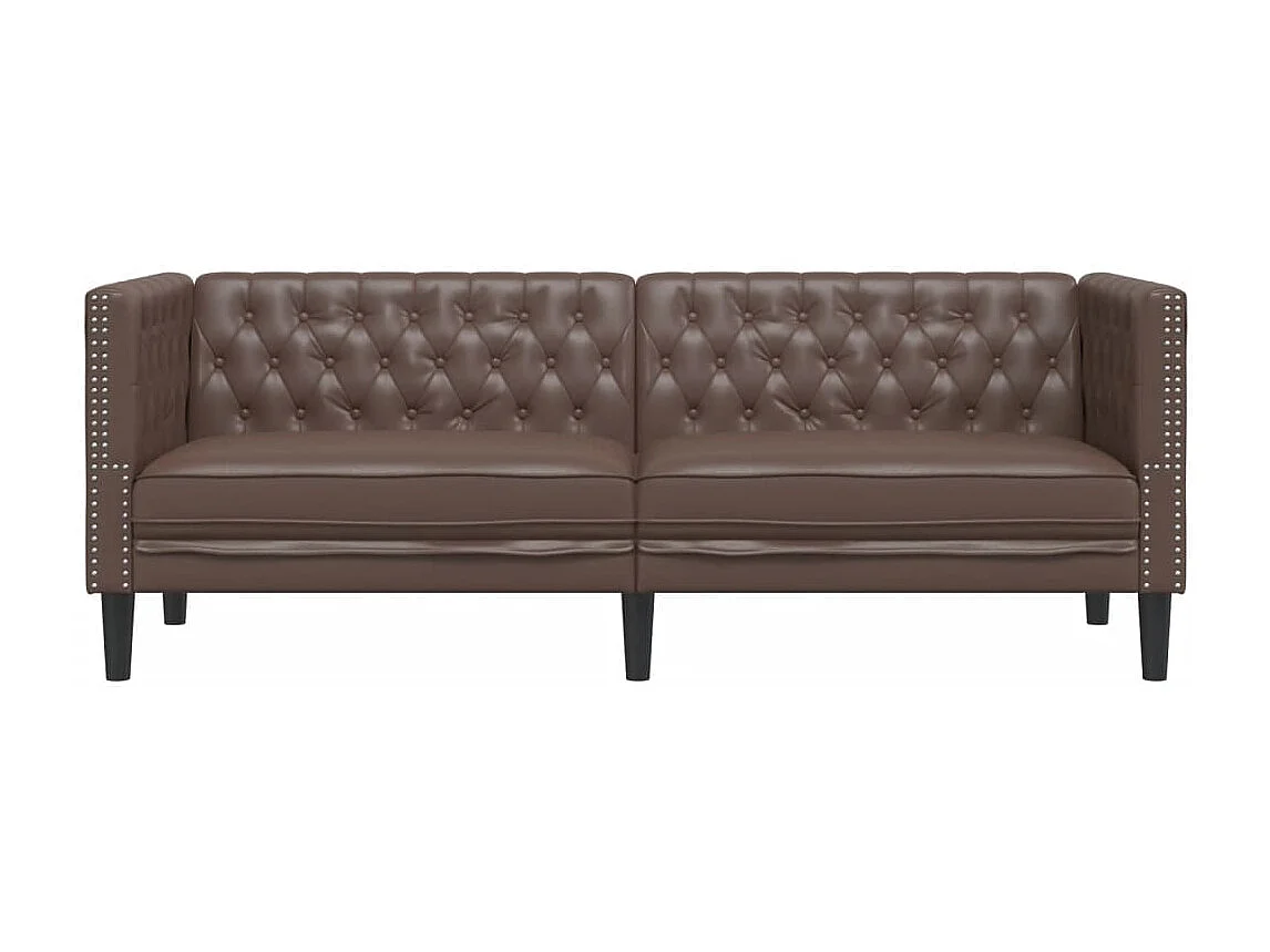 Canapé à 3 places Chesterfield marron similicuir