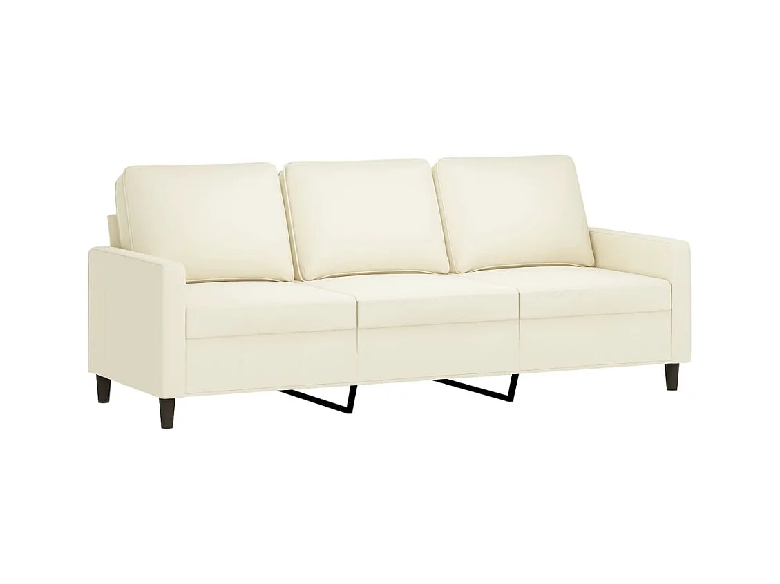 Divano 3 posti con poggiapiedi Crema 180 cm Velluto