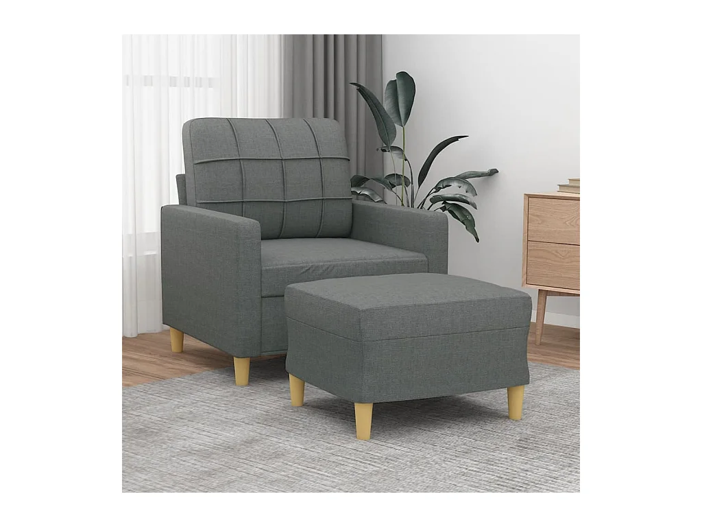 Sillón con reposapiés Gris oscuro 60 cm Tela