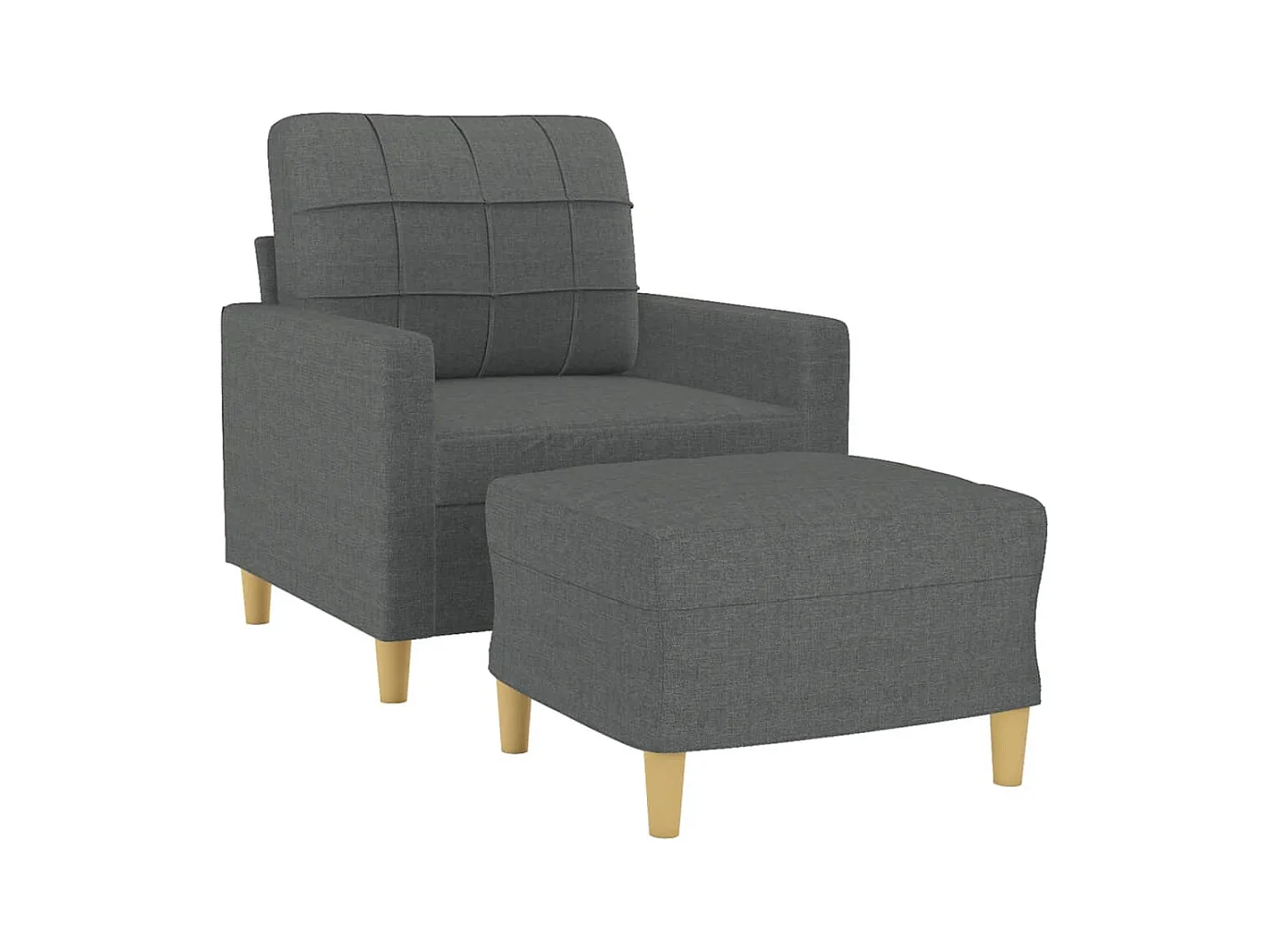Sillón con reposapiés Gris oscuro 60 cm Tela