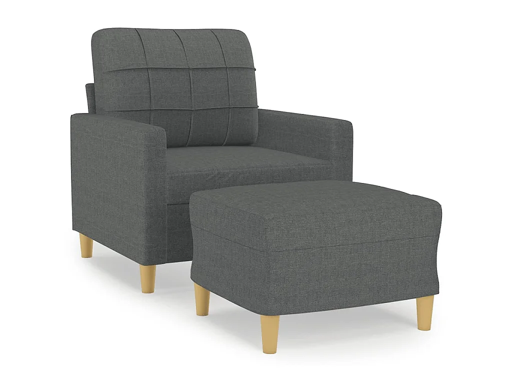 Fauteuil avec repose-pied Gris foncé 60 cm Tissu