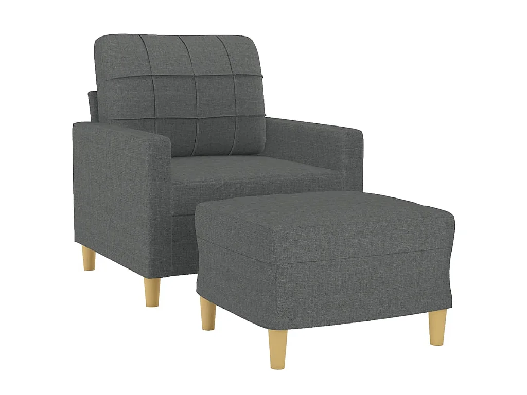 Fauteuil avec repose-pied Gris foncé 60 cm Tissu