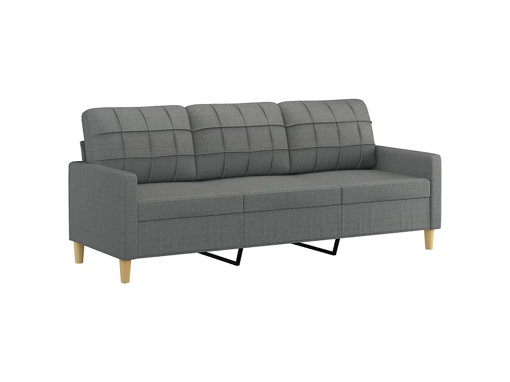 Divano 3 posti con poggiapiedi Grigio scuro 180 cm Tessuto