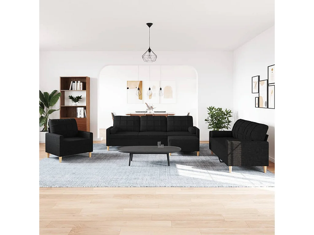 Conjunto de sofá de 4 piezas con reposapiés y cojines decorativos