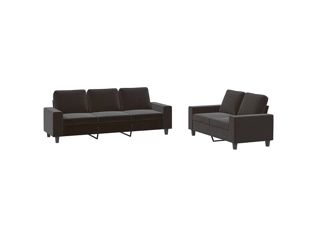 2-teiliges Sofaset aus schwarzem Stoff