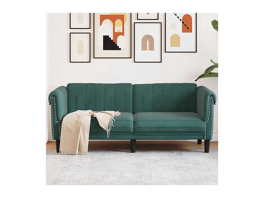Donkergroene fluwelen 2-zitsbank