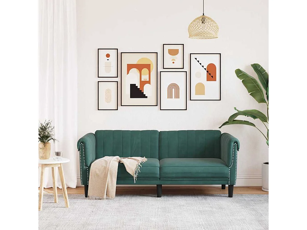 Sofá de 2 plazas de terciopelo verde oscuro