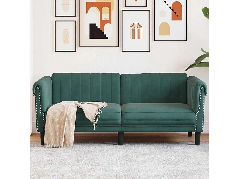 Dunkelgrünes 2-Sitzer-Sofa aus Samt