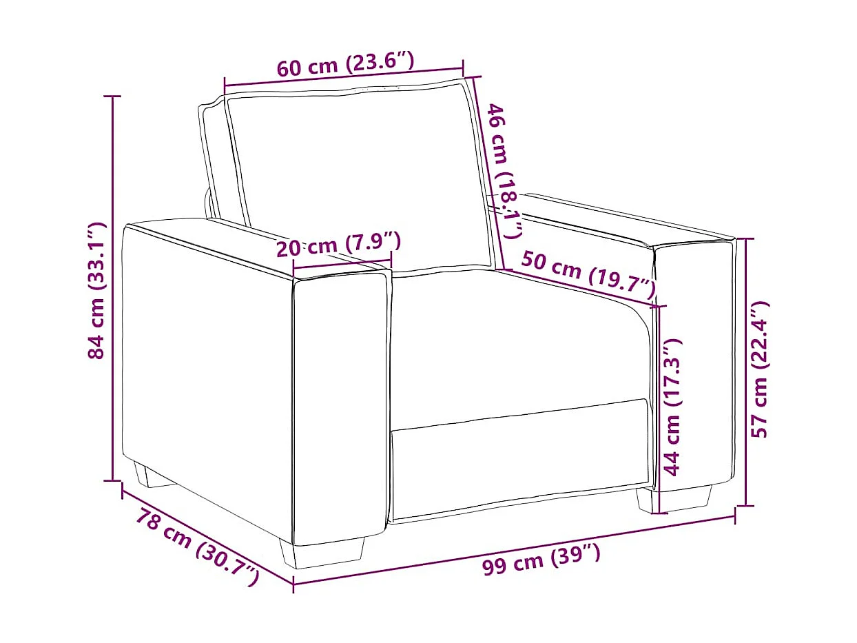 Hellgrauer Stoffsofa-Sessel 60 cm
