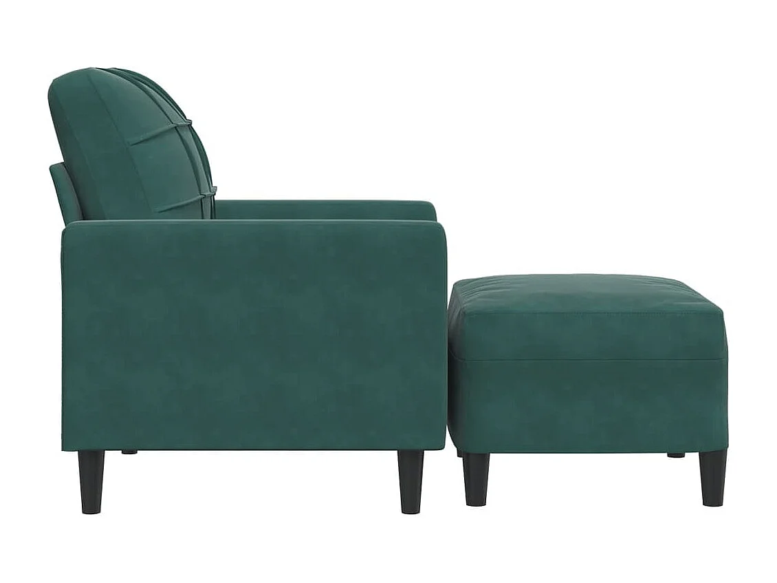 Sillón con reposapiés Verde oscuro 60 cm Terciopelo