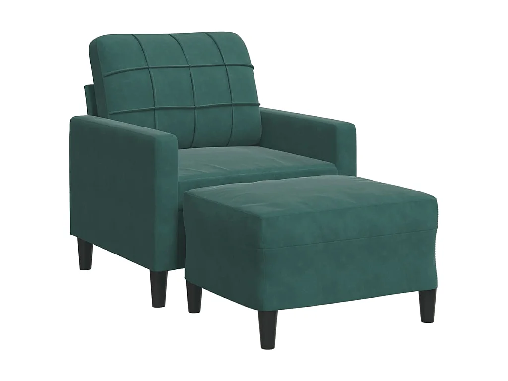 Poltrona con poggiapiedi Verde scuro 60 cm Velluto