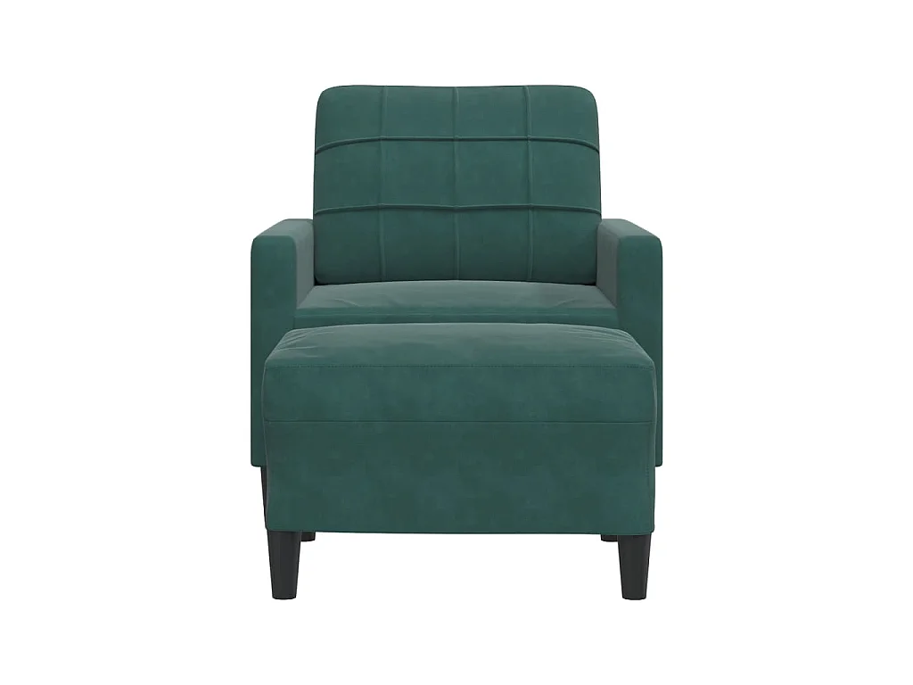 Poltrona con poggiapiedi Verde scuro 60 cm Velluto