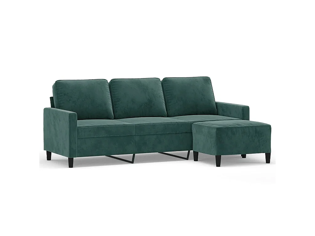3-Sitzer-Sofa mit Fußhocker Dunkelgrün 180 cm Samt