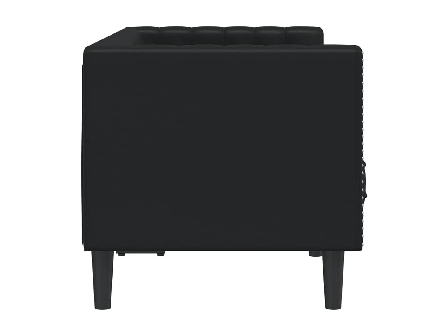 Chesterfield 2-zitsbank in zwart imitatieleer