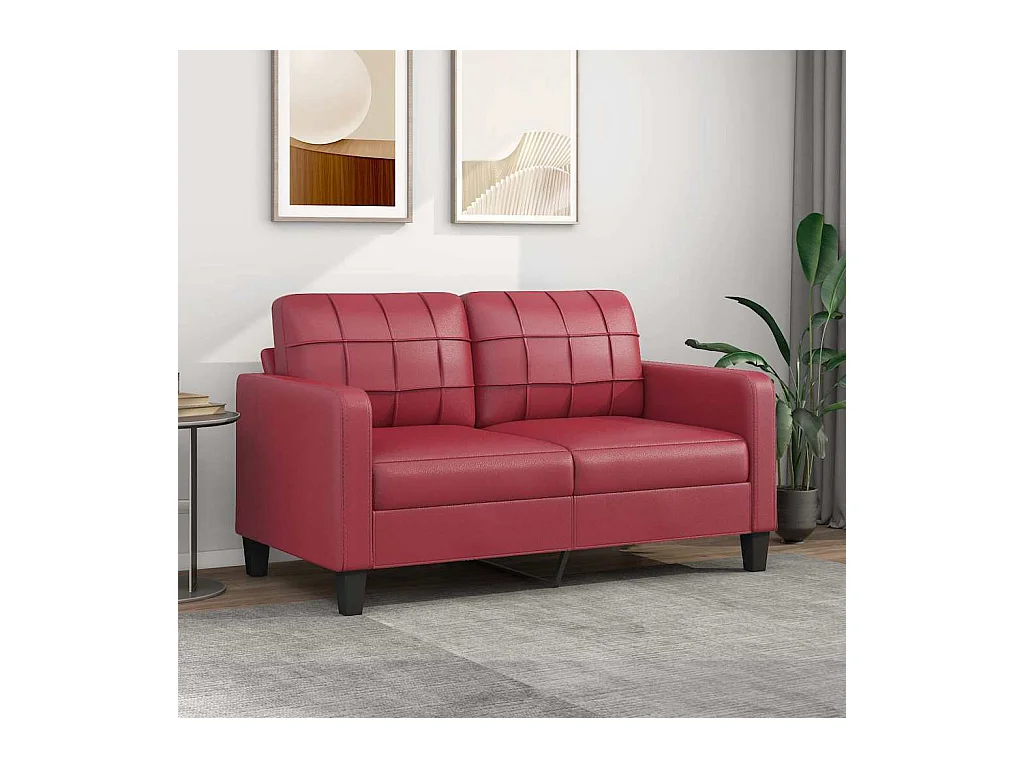 Divano 2 posti rosso bordeaux 140 cm in similpelle