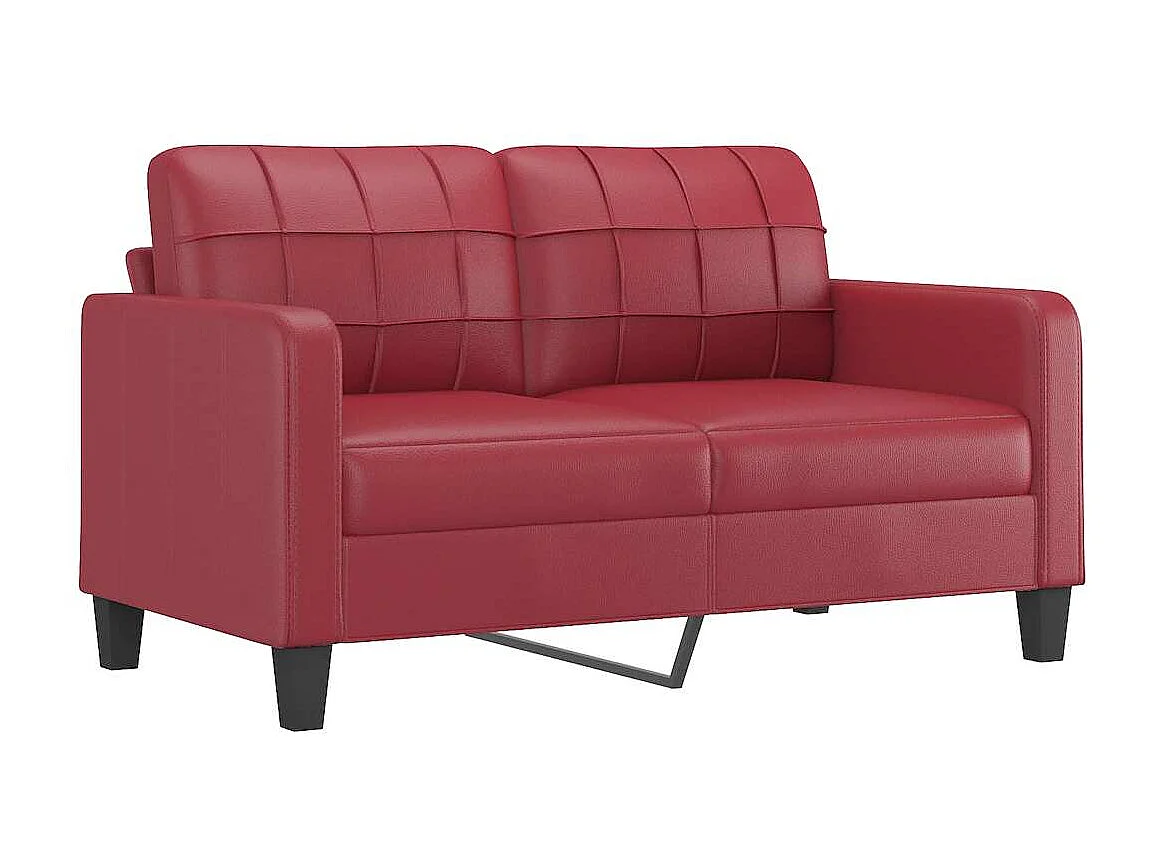 Sofá 2 plazas Rojo burdeos 140 cm Piel sintética