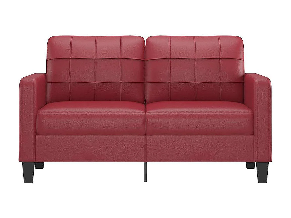 Sofá 2 plazas Rojo burdeos 140 cm Piel sintética