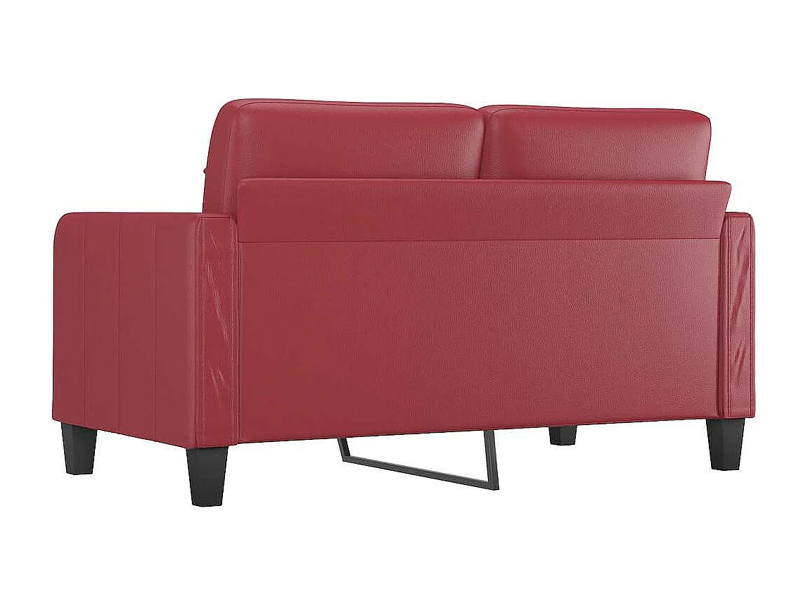 Sofá 2 plazas Rojo burdeos 140 cm Piel sintética